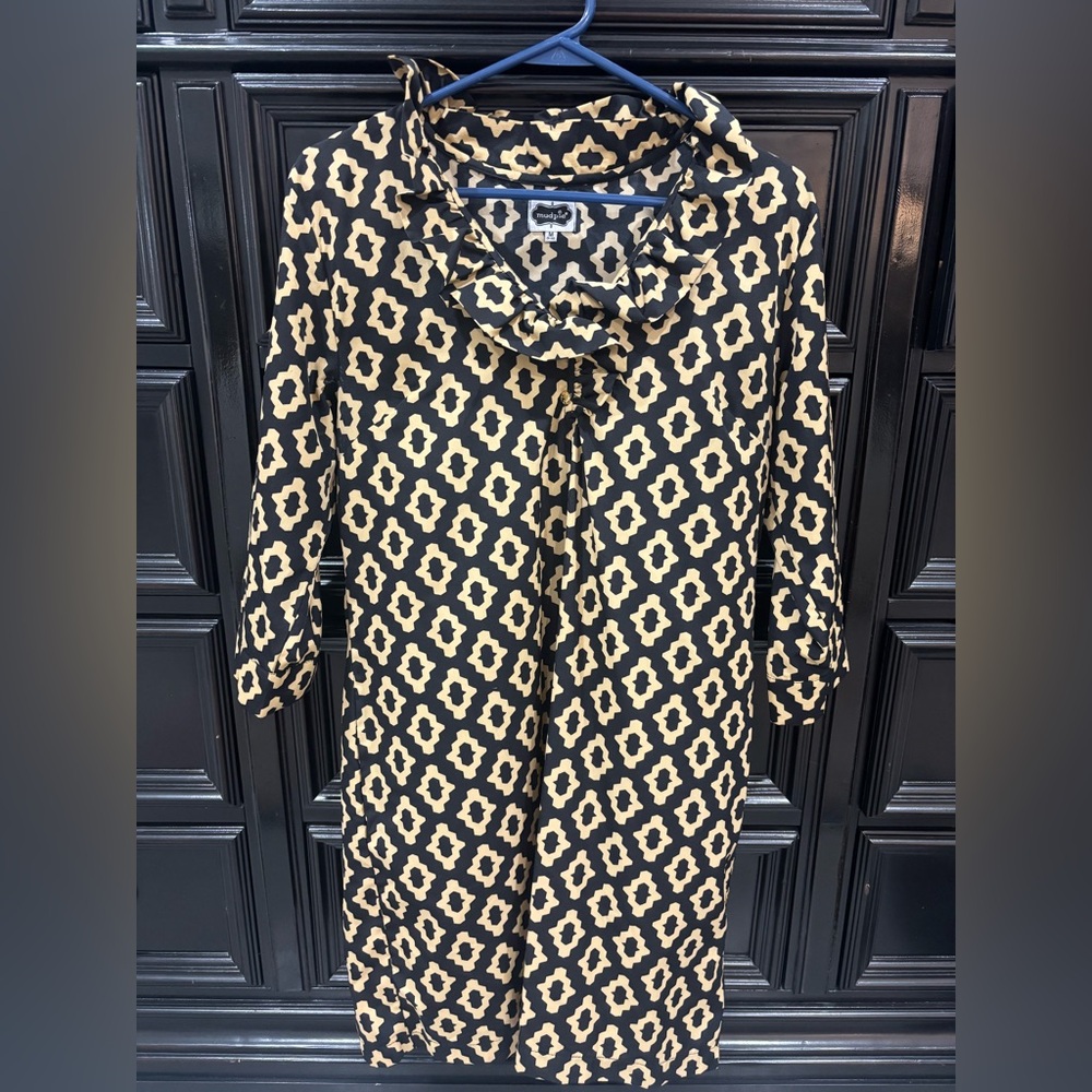Mud Pie Black and Cream Geometric Dress
